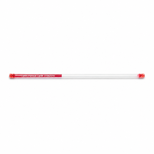 Ferrous flexible metal detector test wand for pipeline and free-fall testing