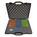 Metal detector test stick kit with certified ferrous, non-ferrous and stainless steel test pieces